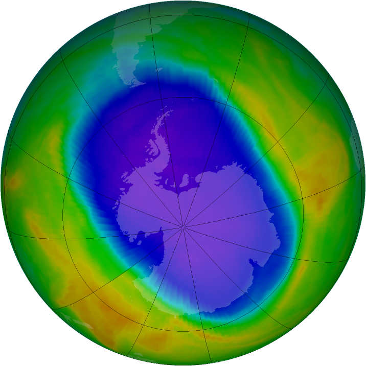 Antarctic ozone map for 20 October 1998